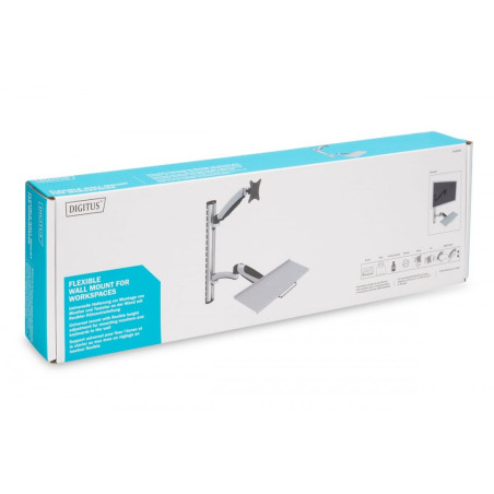Ramię naścienne pojedyncze, 1xLCD + klawiatura, max. 27", max. 8kg, uchylno-obrotowe 360° (PIVOT)