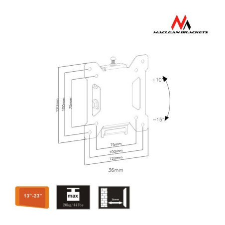 Uchwyt do telewizora lub monitora 13-27" MC-596 czarny 20kg  max vesa 100x100 TV