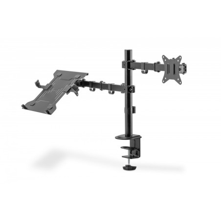 Uchwyt biurkowy na monitor z uchwytem na notebooka 1xLCD 32" 9kg, 1xNotebook 15,4" 4kg