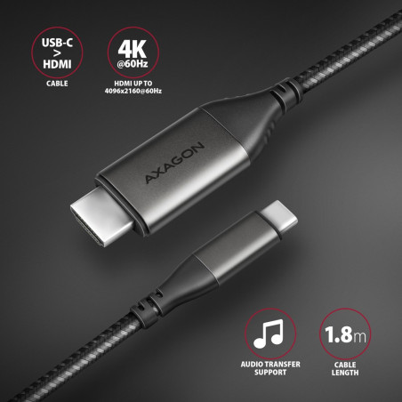 RVC-HI2MC Adapter USB-C - HDMI 2.0 4K/60Hz Aluminum, 1.8m kabel