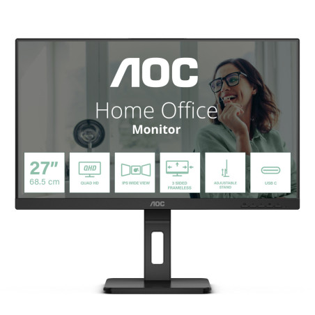 Monitor AOC Q27P3CV 27" / IPS / WQHD / 4ms / 75 Hz / HDMI / Wyjście audio / RJ45 / USB / USB-C