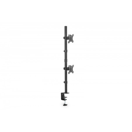 Uchwyt biurkowy pionowy 2xLCD max. 32 cale 8kg, zaciskowy Czarny