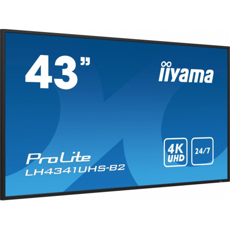 Monitor IIYAMA ProLite LH4341UHS-B2 43" / IPS / 4K / 8ms / 60 Hz / VGA / HDMI / Mini Jack / RS-232C / RJ45 / IR / USB