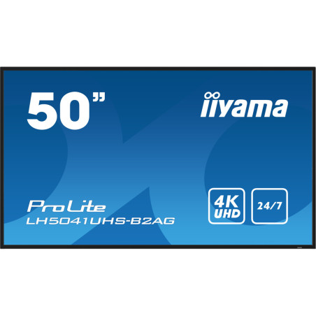 Monitor IIYAMA LH5041UHS-B2AG 50" / VA / 4K / 9.5ms / 60 Hz / VGA / HDMI / Wyjście słuchawkowe / RS232C / RJ45 / IR / USB