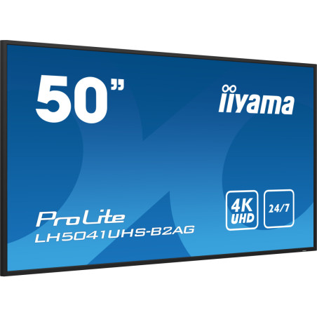 Monitor IIYAMA LH5041UHS-B2AG 50" / VA / 4K / 9.5ms / 60 Hz / VGA / HDMI / Wyjście słuchawkowe / RS232C / RJ45 / IR / USB