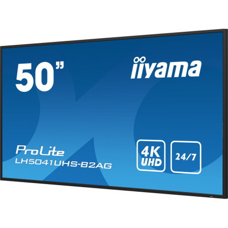 Monitor IIYAMA LH5041UHS-B2AG 50" / VA / 4K / 9.5ms / 60 Hz / VGA / HDMI / Wyjście słuchawkowe / RS232C / RJ45 / IR / USB