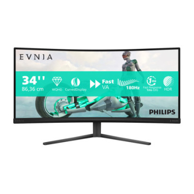 Monitor Philips 34M2C3500L/00 *34" *Fast VA LED *3440x1440 *HDMI *DP *180Hz *0.5ms *Zakrzywiony ekran