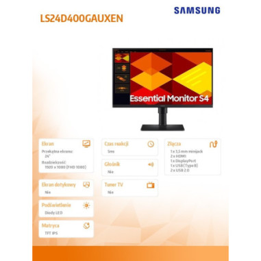 Monitor Samsung LS24D400GAUXEN S40GD *24" *IPS LED *1920x1080 *HDMI *DP *USB 2.0 *100Hz *5ms
