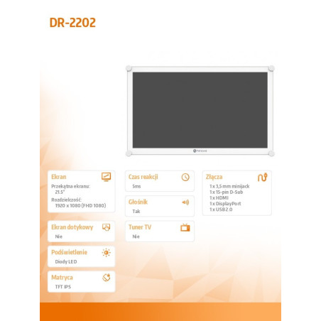 Monitor AG Neovo DR-2202 *21.5" *IPS LED *1920x1080 *HDMI *DP *VGA *60Hz *5ms