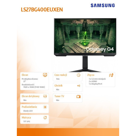 Monitor 27 cali LS27BG400EUXEN / IPS / 1920x1080 / 16:9 / 2xHDMI/1xDP / 1 ms / 240Hz /