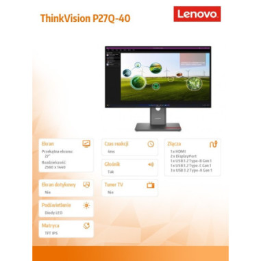 Monitor Lenovo 64A7GAT6EU ThinkVision...