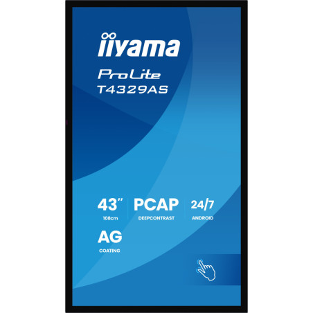 Monitor interaktywny iiyama T4329AS-B1AG *43" *VA LED *3840x2160 *HDMI *HDMI *DP *USB-C *160Hz *6,5ms