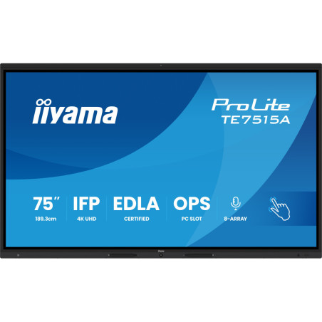 Monitor interaktywny iiyama TE7515A-B1AG *75" *IPS LED *3840x2160 *HDMI *HDMI *DP *USB-C *60Hz *8ms