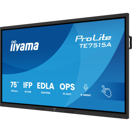 Monitor interaktywny iiyama TE7515A-B1AG *75" *IPS LED *3840x2160 *HDMI *HDMI *DP *USB-C *60Hz *8ms