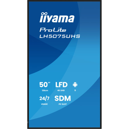 Monitor wielkoformatowy iiyama LH5075UHS-B2AG *50" *VA LED *3840x2160 *HDMI *HDMI *HDMI *DP *USB-C *60Hz *9,5ms