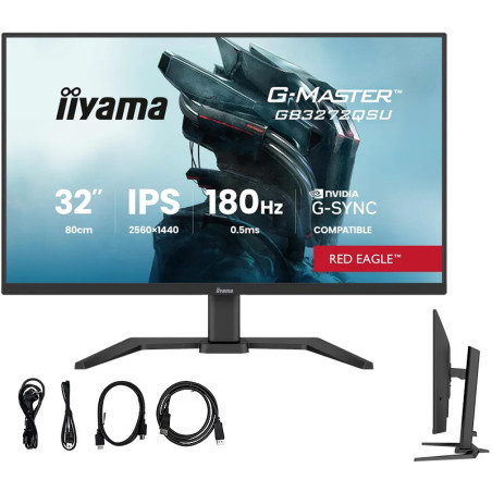 Monitor dla graczy iiyama G-MASTER GB3272QSU-B1 Red Eagle *32" *Fast IPS LED *2560x1440 *2xHDMI *DP *USB-C *USB-C *180Hz *0,5ms