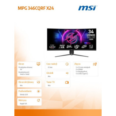 Monitor MSI MPG 346CQRF X24 *34"...