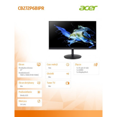 Monitor Acer CB272P6BIPR *27" *IPS *1920 x 1080 *HDMI *DP *144Hz *1ms
