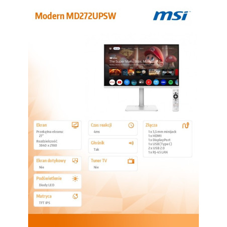 Monitor MSI Modern MD272UPSW *27" *3840x2160 *60Hz