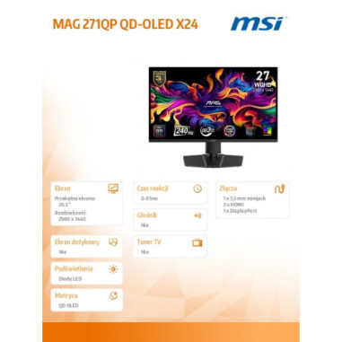 Monitor MSI MAG 271QP QD-OLED X24...
