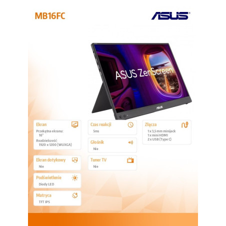 Monitor Asus MB16FC *16" *IPS *1920x1200 *USB-C