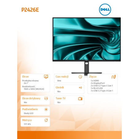 Monitor Dell 210-BVJT *24" *IPS *1920x1200 *HDMI *USB-C