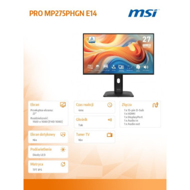 Monitor MSI PRO MP275PHGN E14 *27"...