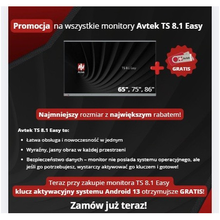 Monitor interaktywny Avtek TS 8.1 Easy 75 *75" *VA *3840x2160 *HDMI *VGA *60Hz *8ms