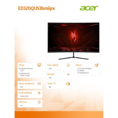 Monitor Acer ED320QUS3bmiipx *31.5"...
