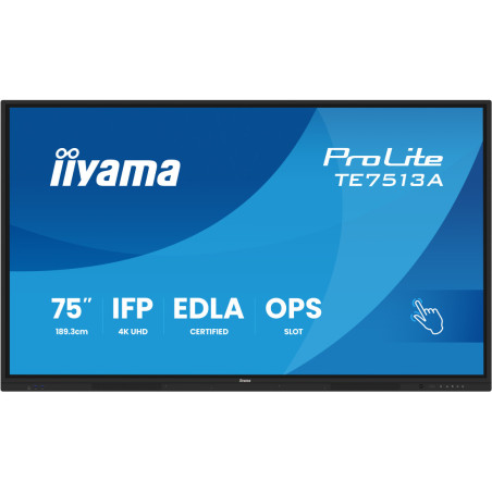 Monitor interaktywny IIYAMA TE7513A-B3AG *75" *IPS *3840x2160 *HDMI *DP *USB-C