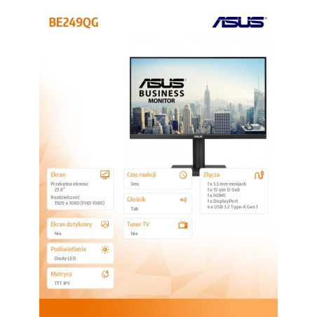 Monitor Asus BE249QG *23.8" *IPS *1920x1080 *HDMI *DP *VGA *120Hz *5ms