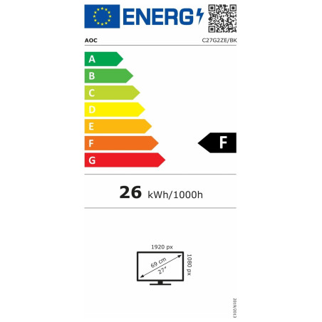 MONITOR AOC C27G2ZE *27" *VA *FullHD *0,5MS *240Hz *HDMI *DP *FlickerFree *AMDFreeSync