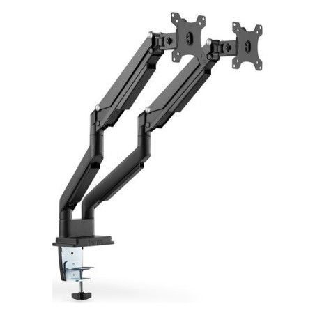 Ramię biurkowe podwójne z zaciskiem regulowane 2xLCD max. 32" max. 2x 9kg uchylno-obrotowe czarny