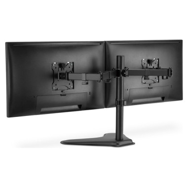 Stojak biurkowy podwójny z zaciskiem 2xLCD max. 32" max. Obciążenie 2x 8kg uchylno-obrotowy czarny